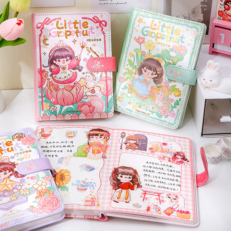 Magnetic Closure Notebook--Small Grapefruit