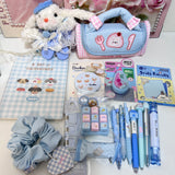 Cute Blue Stationery Set With Rabbit Bag Charm
