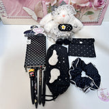 Cute Black Stationery Set With Rabbit Bag Charm