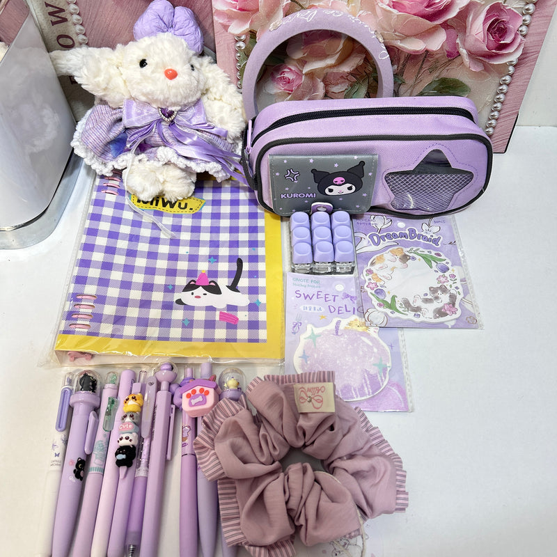 Kawaii Stationery Set Purple/Yellow/Pink/Green