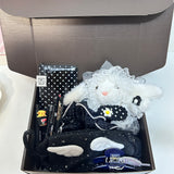 Cute Black Stationery Set With Rabbit Bag Charm