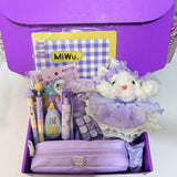 Cute Purple Stationery Set With Rabbit Bag Charm