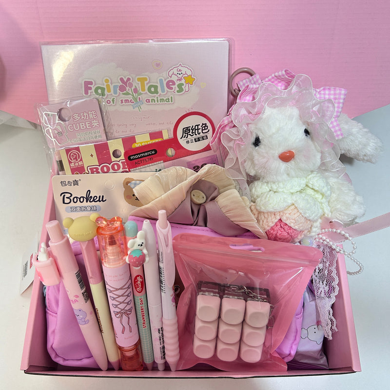 Cute Pink Stationery Set With Rabbit Bag Charm